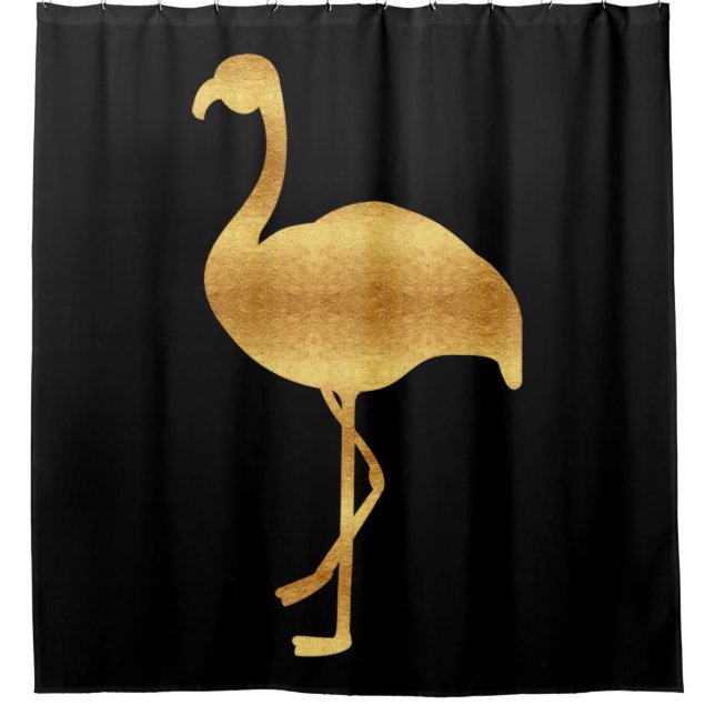 Cortina Para Box Flamingo elegante da folha Dourado (Frente)