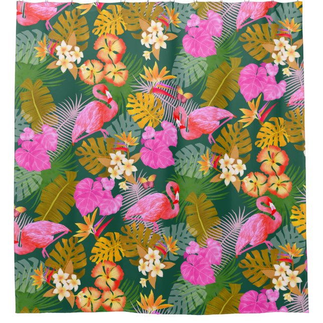 Cortina Para Box Flamingo Garden Dark Green (Frente)