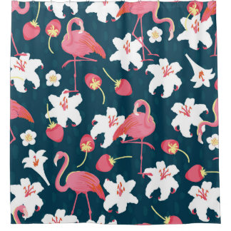 Cortina Para Box Flamingo Lily: Design Tropical Vintage.