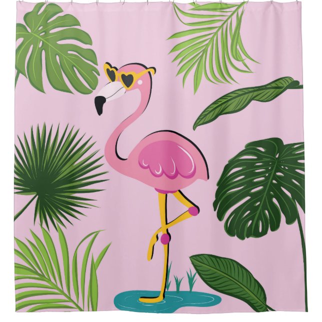 Cortina Para Box Flamingo Palm Sai Design Tropical (Frente)