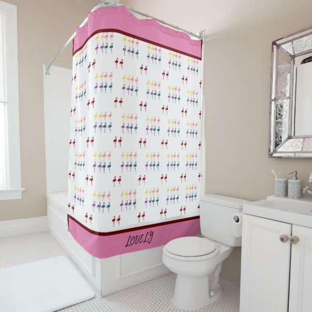 Cortina Para Box Flamingo Pattern Colorful (In Situ)