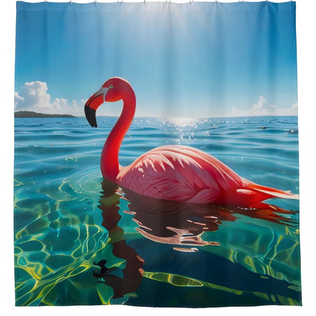 Cortina Para Box Flamingo Rosa Sob O Céu (Frente)