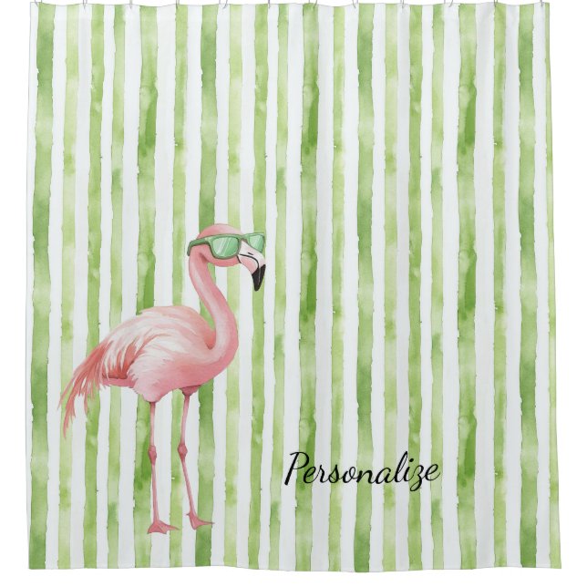 Cortina Para Box Flamingo Rosa Verde (Frente)