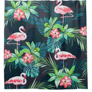 Cortina Para Box Flamingo Tropical: Padrão de Flores de Verão