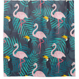 Cortina Para Box Flamingo, tucano: padrão das folhas tropicais