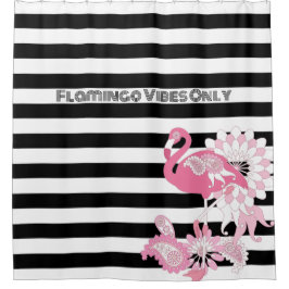 Cortina Para Box Flamingo Vibes Apenas Black & White Stripe Flaming