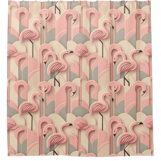 Cortina Para Box Flamingos Rosa Retro Moderno de Meados do Século (Frente)