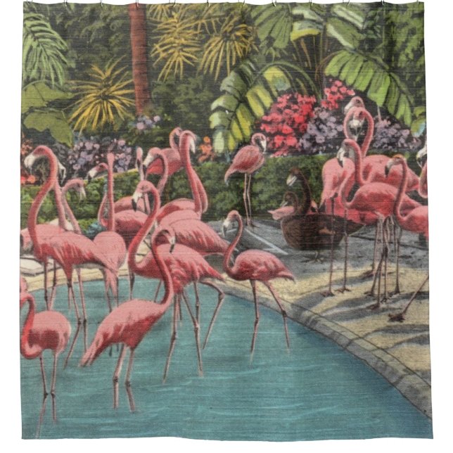 Cortina Para Box Flamingos Tropicais (Frente)