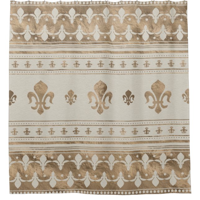 Cortina Para Box Fleur-de-lis Pastel Dourado (Frente)