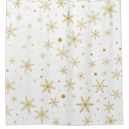 Cortina Para Box Floco de Neve Brilhante 3 - Dourado e Branco-
