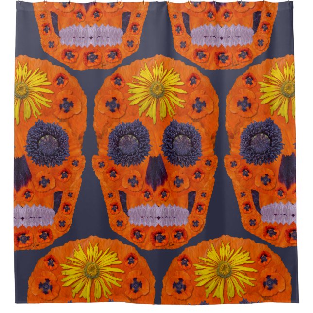 Cortina Para Box Flor - Caveira 1 (Frente)