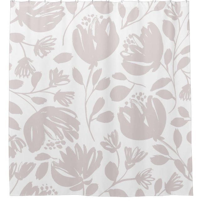 Cortina Para Box Flor clássica moderna Cor rosa clara e branca (Frente)