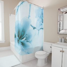 Cortina Para Box Flor com fio de seda azul