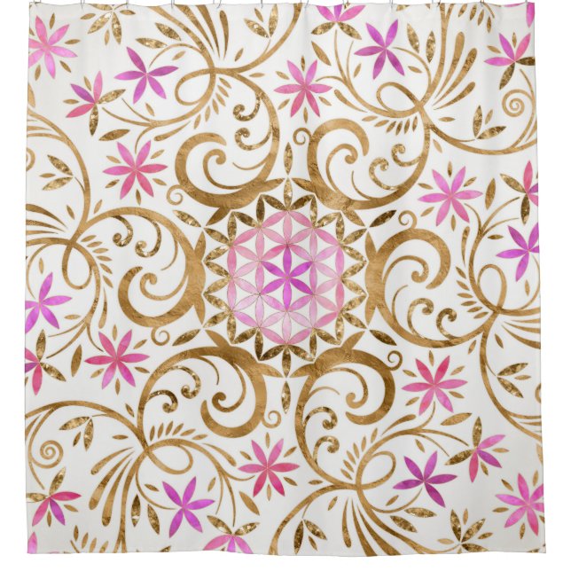 Cortina Para Box Flor da vida - mandala florescente (Frente)