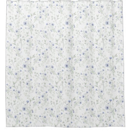 Cortina Para Box Flor de Campo Aguamarinha em Aquarela