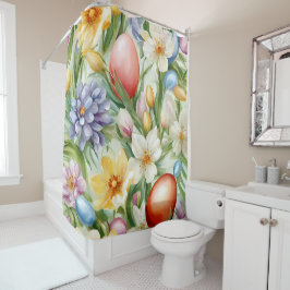 Cortina Para Box Flor de Maçã Gracioso, Tulipas e Ovos de Páscoa