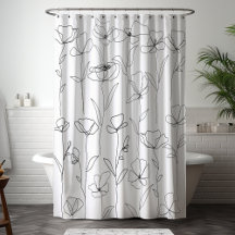 Flor de Papoula Selvagem Preto e Branco Minimalist