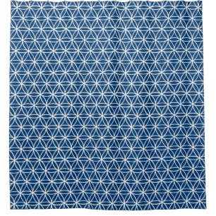 Cortina Para Box Flor do teste padrão da vida: Azuis marinhos