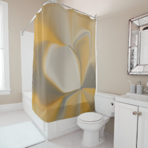 Cortina Para Box Flor Floral de Canto de Pétala Branco Amarelo Abst