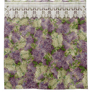 Cortina Para Box Flor floral do laço elegante bonito dos Lilacs n