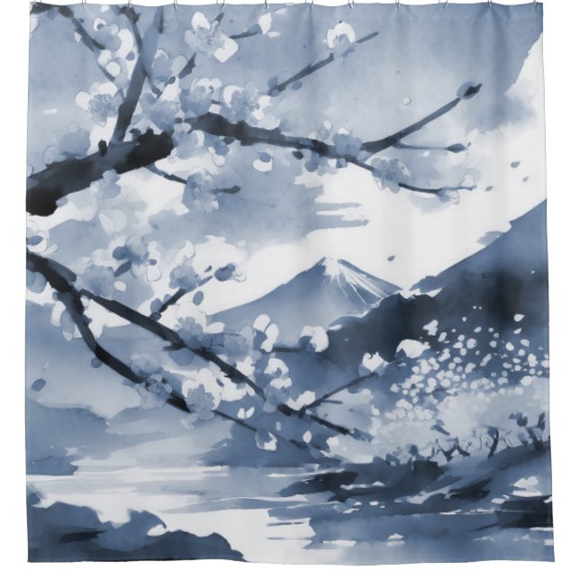 Cortina Para Box Flor Japonês Elegante (Frente)