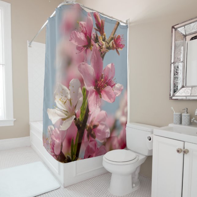 Cortina Para Box Flor Sakura, Flor Japonês Rosa (In Situ)