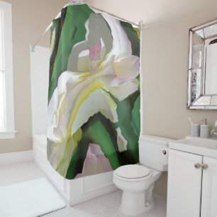 Cortina Para Box Flor verde e branca da arte abstracta