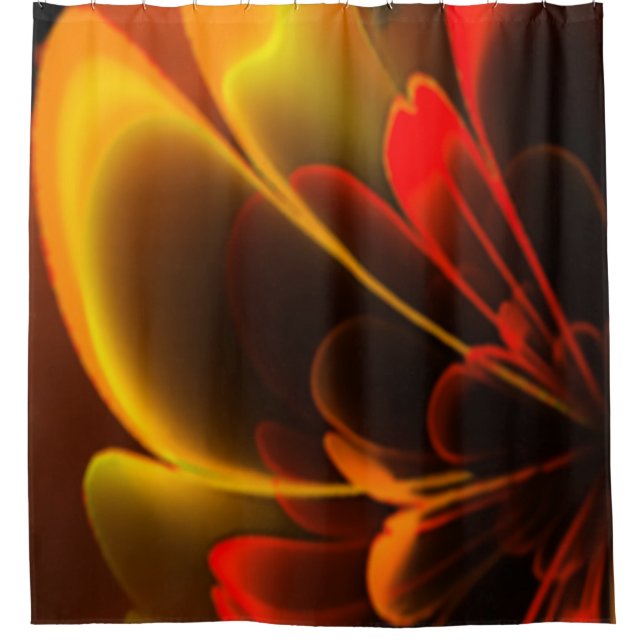 Cortina Para Box Flor Vermelho Laranja Estilizado Metade Corolla (Frente)