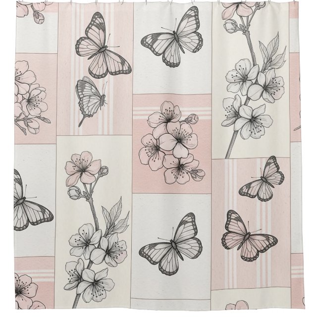 Cortina Para Box Floração de Borboleta Elegante (5) (Frente)