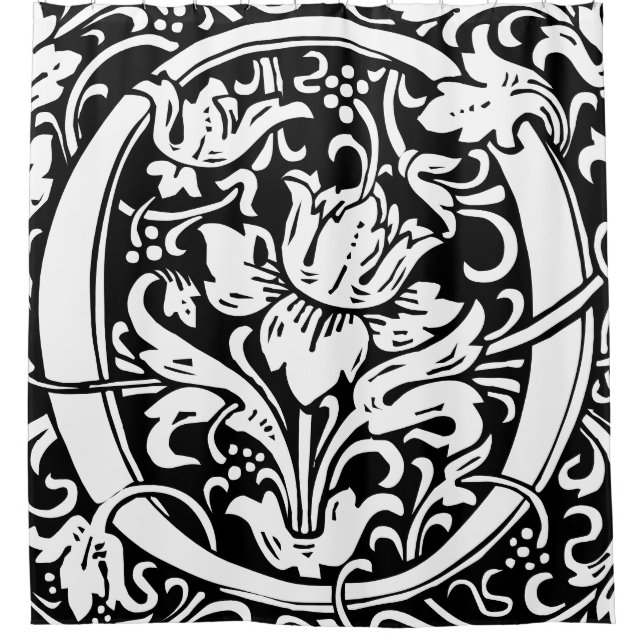 Cortina Para Box Floral alfabeta Monograma - Letra O Clássica (Frente)