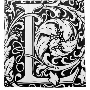 Cortina Para Box Floral alfabeto monograma - Letra L clássica