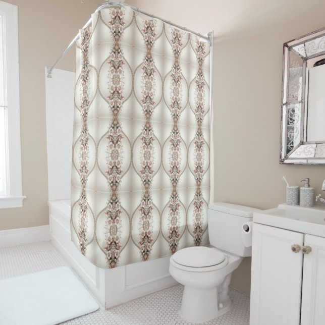 Cortina Para Box Floral and Pearl Embellishments Shower Curtain (In Situ)