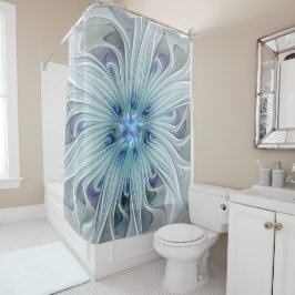 Cortina Para Box Floral Beauty Abstrato Modern Blue Pastel Flower