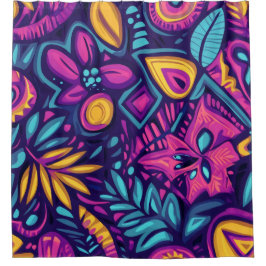 Cortina Para Box Floral Boho Abstrato colorido 8