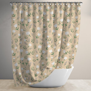 Cortina Para Box Floral branco escandinavo