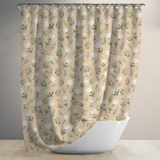Cortina Para Box Floral branco escandinavo