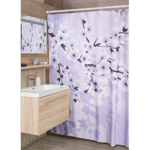 Cortina Para Box Floral Cherry Blossoms Púrpura Clássica