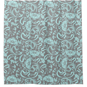 Cortina Para Box Floral/Cor damasco