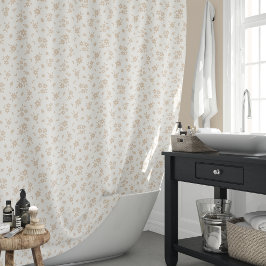 Cortina Para Box Floral Delicado Neutro Suave Creme Bege Pálido