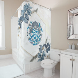 Cortina Para Box Floral Graphic Trabalho de arte, Teal Floral Manda