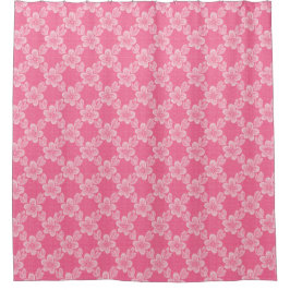 Cortina Para Box floral lattice pink pattern