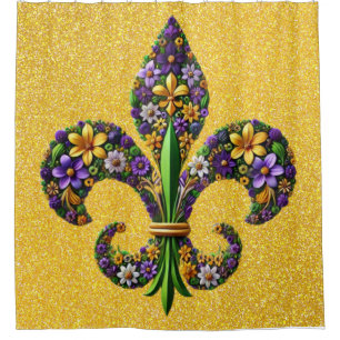 Cortina Para Box Floral Mardi Gras fleur de lis