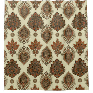 Cortina Para Box Floral paisley, padrão de vinheta têxtil asiático.