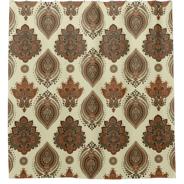 Cortina Para Box Floral paisley, padrão de vinheta têxtil asiático. (Frente)