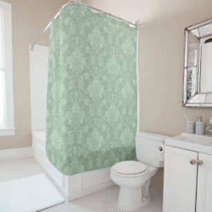 Cortina Para Box Floral Romântico para Chic - Damasco Verde-Sage