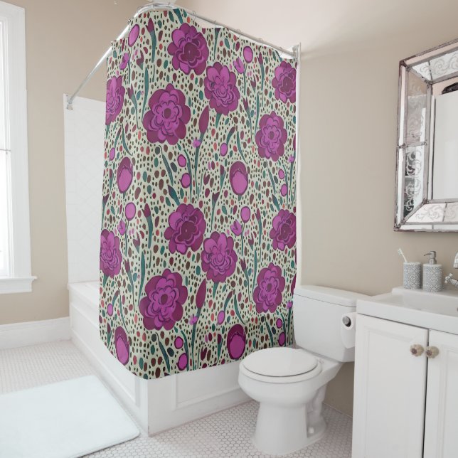 Cortina Para Box Floral Roxo (In Situ)