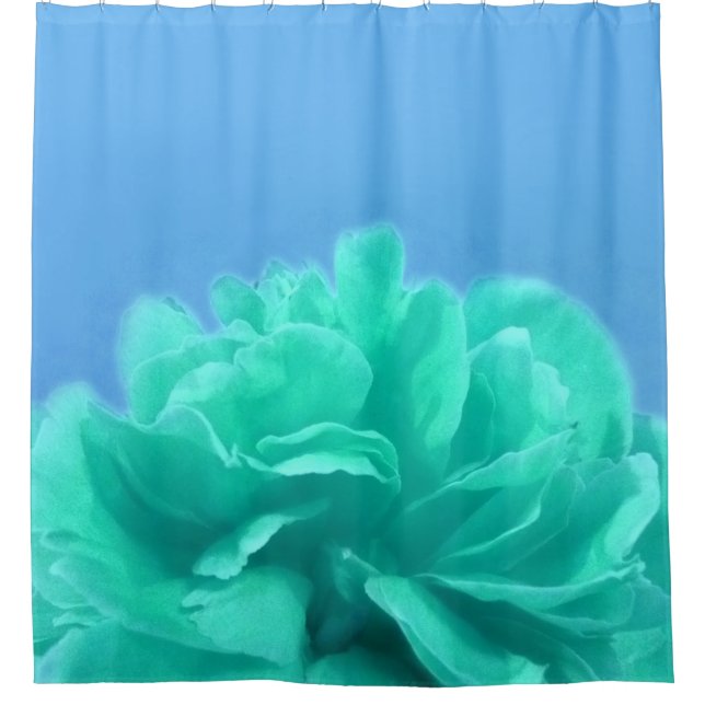 Cortina Para Box Floral Verde Azul Elegante (Frente)
