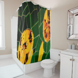 Cortina Para Box Floral verde e amarelo
