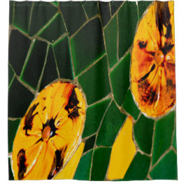 Cortina Para Box Floral verde e amarelo