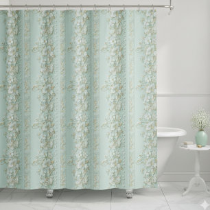 Cortina Para Box Floral Verde Vintage